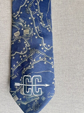 Wild Ties Mens Vintage Blue Necktie Route 60 Scenic Trail with CC logo direction
